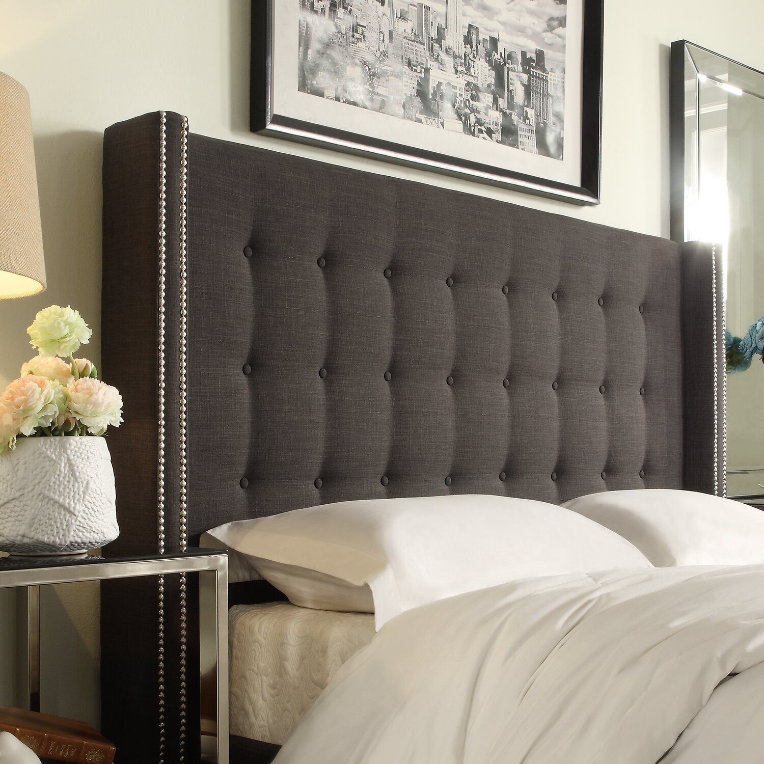 Grey headboard 