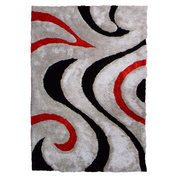 DonnieAnn Company 3D Shaggy Abstract Wavy Swirl Grey Area Rug