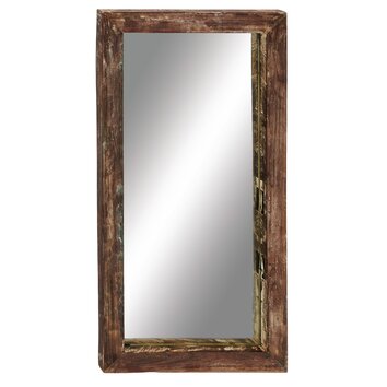 Woodland Imports Antique Like Wood Teak Wall Mirror