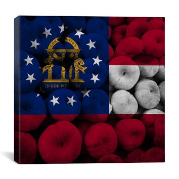 Georgia Flag, Peaches Graphic Art on Canvas