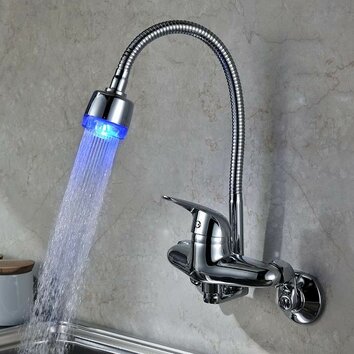 Sumerain Single Handle Wall Mount LED Kitchen Faucet with ...