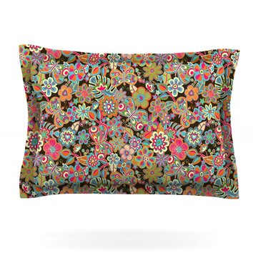 KESS InHouse My Butterflies and Flowers by Julia Grifol Cotton Pillow