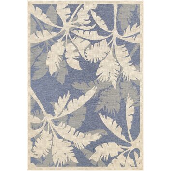 Monaco Coastal Flora Ivory/Sapphire Indoor/Outdoor Area Rug