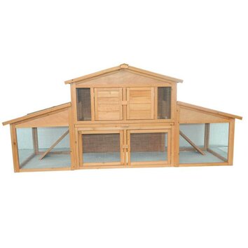 Pawhut Large Bunny Rabbit Hutch/Chicken Coop with Large Outdoor Run ...