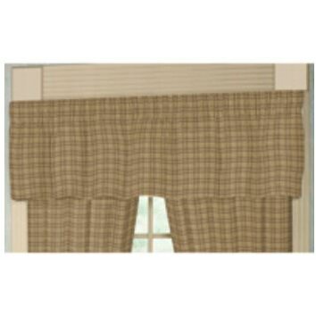 Dark Brown Plaid Rod Pocket 54 Curtain Valance