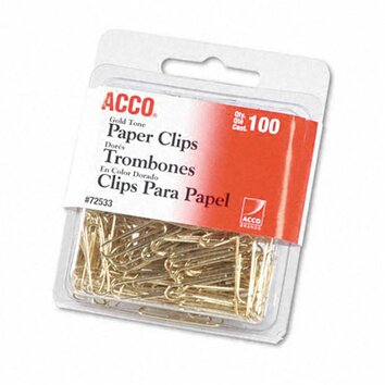 Acco Brands, Inc. Paper Clips, Wire, 100/Box