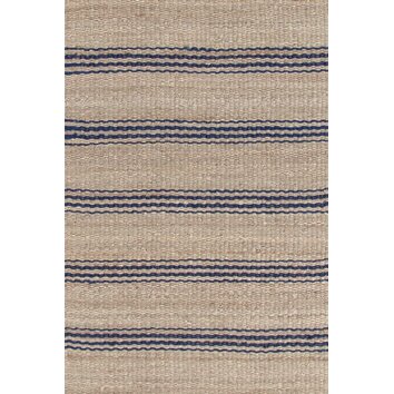 Jute Ticking Woven Indigo Area Rug