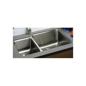 Lustertone 35.25 x 20.5 Undermount Double Bowl 18 Gauge Kitchen Sink