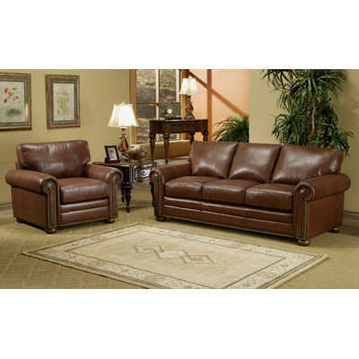 Savannah Leather 3 Seat Sofa Living Room Set | Wayfair