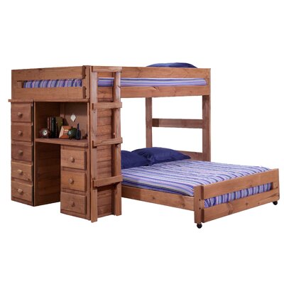 Chelsea Home Full Over Full L-Shaped Bunk Bed with Desk and 5 Drawer ...