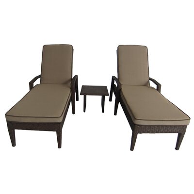 Salinas 3 Piece Chaise Lounge Set with Cushions