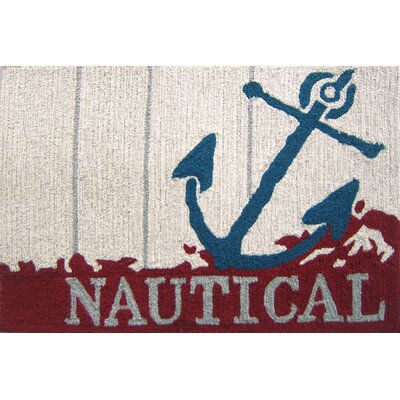 Nautical Anchor Beige/Red Area Rug