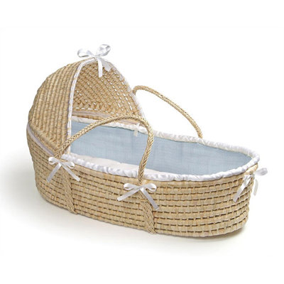 Badger Basket Hooded Moses Basket with Waffle Bedding Badger Basket