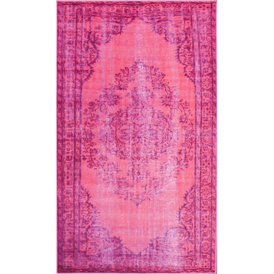 nuLOOM Remade Distressed Overdyed Pink Area Rug nuLOOM