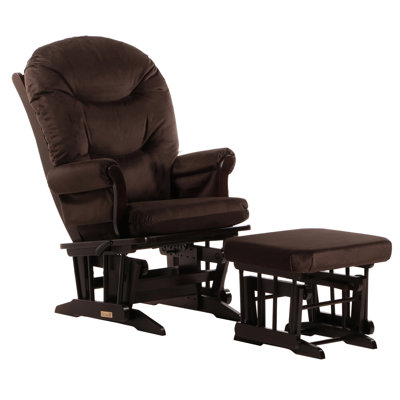 Dutailier Sleigh Multiposition Recline Glider, Plush Cushion & Nursing Ottoman in Espresso in Espresso