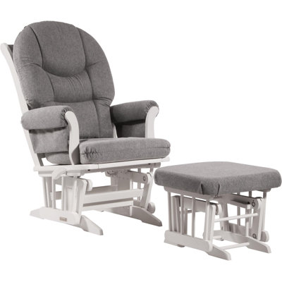 Dutailier Sleigh Multiposition Reclining Glider & Nursing Ottoman Set in White in White