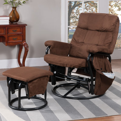InRoom Designs Reclining Glider and Ottoman and Ottoman