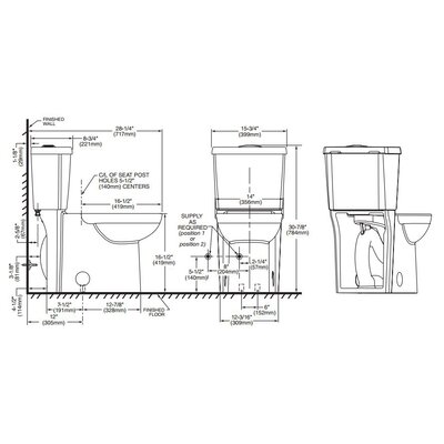 American Standard Studio Concealed Trapway Dual Flush Right Height 1.1 