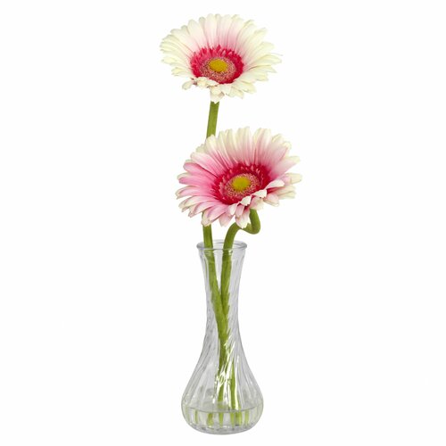 Nearly Natural Gerber Daisy with Bud Vase