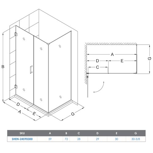 Home Improvement Bathroom FixturesDreamLine Part # SHEN24545300