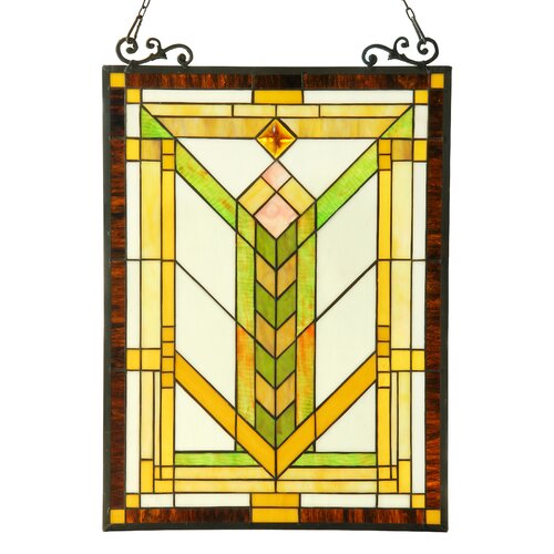 Chloe Lighting Barley Tiffany Glass Mission Window Panel