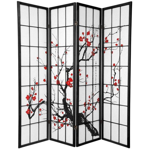 70.25 x 57 Bamboo Blossom 4 Panel Room Divider by Oriental Furniture