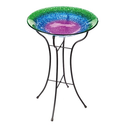 Evergreen Enterprises, Inc Sunset Glass Bird Bath with Stand