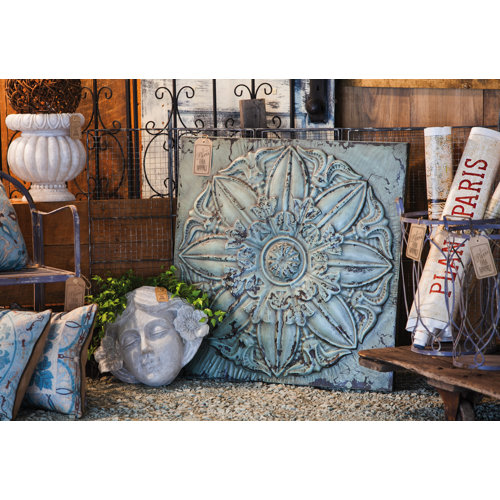 Evergreen Enterprises, Inc Vintage Blue Flower Metal Wall Art & Reviews