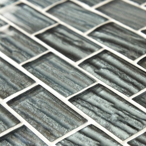 EliteTile Timber 1 x 2 Subway Glass Mosaic Tile in Blue