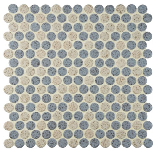 EliteTile Penny 0.8 x 0.8 Porcelain Mosaic Tile in Gray and Cream