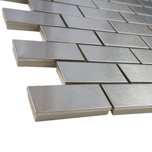 EliteTile Vulcan 0.875 x 1.875 Metal and Porcelain Mosaic Tile in