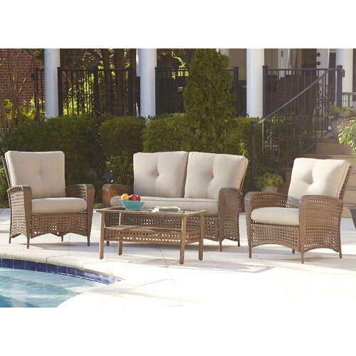 Marathon Conversation 4 Piece Seating Group with Cushions
