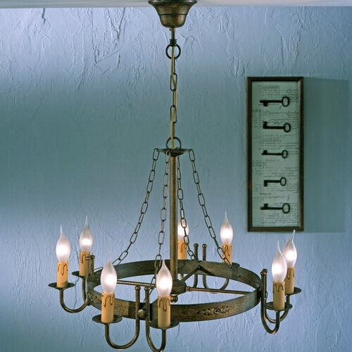 Rustik Medieval Eight Light Chandelier by Lustrarte Lighting