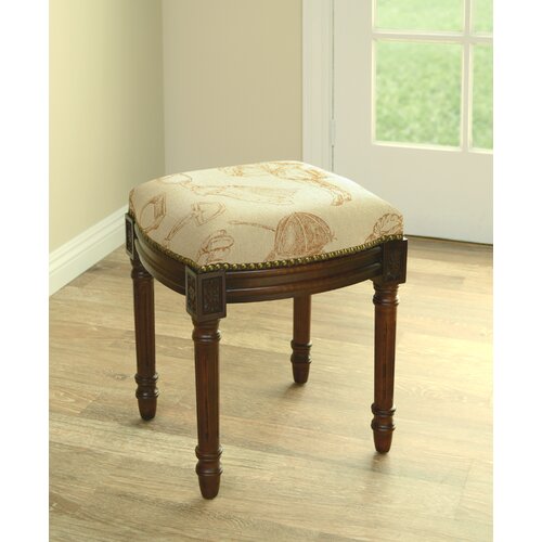 123 Creations Equestrian Linen Upholstered Vanity Stool