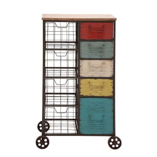 Woodland Imports Kitchen Cart with Wooden Top