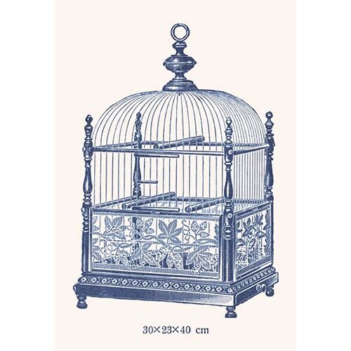 Ornate Blue Bird Cage J Graphic Art by Buyenlarge