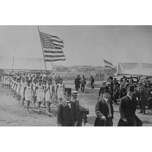 Buyenlarge American and Filipino Athletes March Behind Japanese