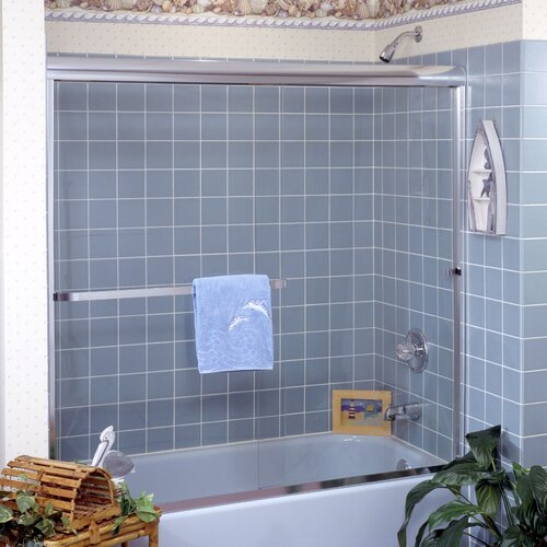 Paragon 38 x 38 x 57 Sliding Door Frameless Tub Enclosure with Base