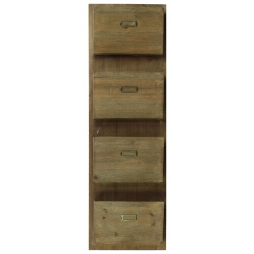 Wooden Wall Mount Mail Organizer 4 Tiers with 4 Card Holders Stained