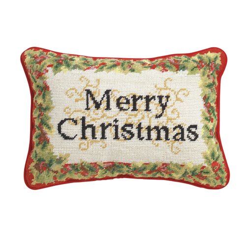 Peking Handicraft Merry Christmas Needlepoint Lumbar Pillow