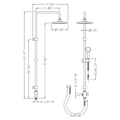 Roman Soler by Nameeks Adaptable Rainhead Round Shower Column