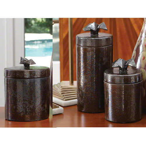 Bloomingville 3 Piece Ceramic Jar with Bamboo Lid Set & Reviews Wayfair