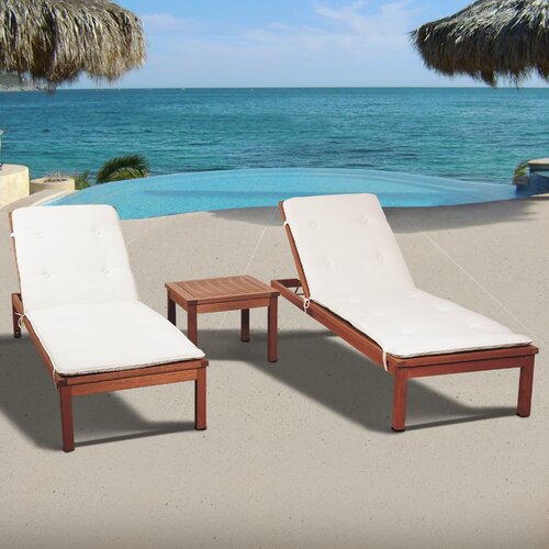 Amazonia Chicago 3 Piece Chaise Lounge Set with Cushions