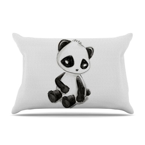 KESS InHouse My Panda Sketch by Geordanna Cordero Fields Cotton Pillow