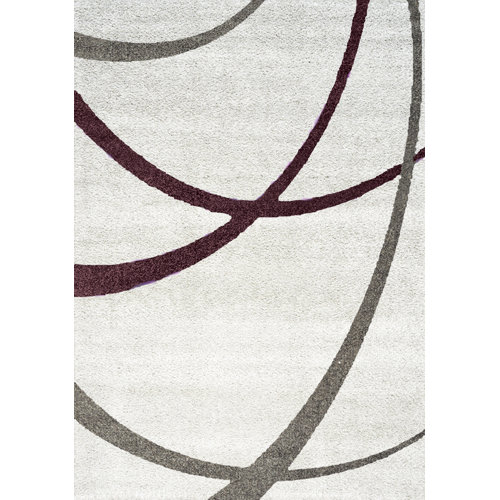 Boulevard Abstract Lines Glitz Low Pile Gray/Plum Shag Area Rug Wayfair