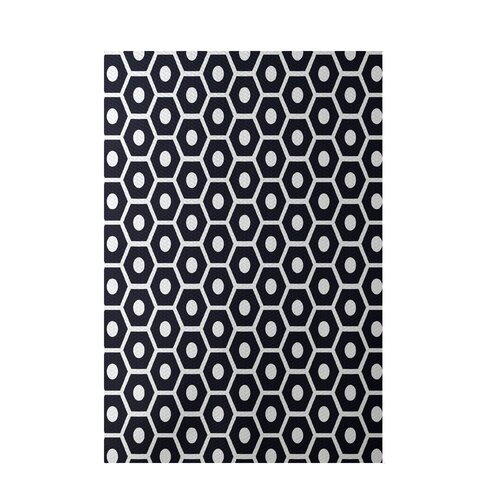 Geometric Black Indoor/Outdoor Area Rug by e by design