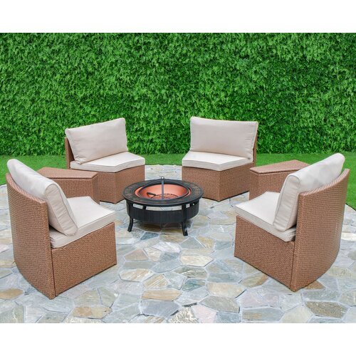 Cedar Cove 6 Piece Curved Seating Group with Cushions