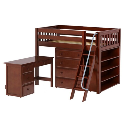 KATCHING3 Mid Loft Slat Bed with Desk and 4 Drawer Dresser | Wayfair