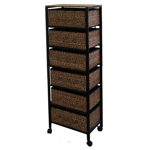 Cheetah Print 6 Drawer Rack on Wheels by ORE Furniture