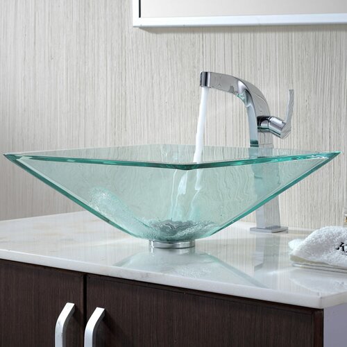 Bathroom Combos Aquamarine Glass Vessel Bathroom Sink with Single